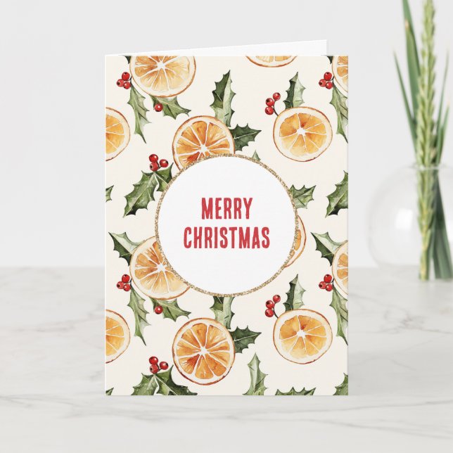 Orangen Früchte Weihnachten Karte (Vorderseite)