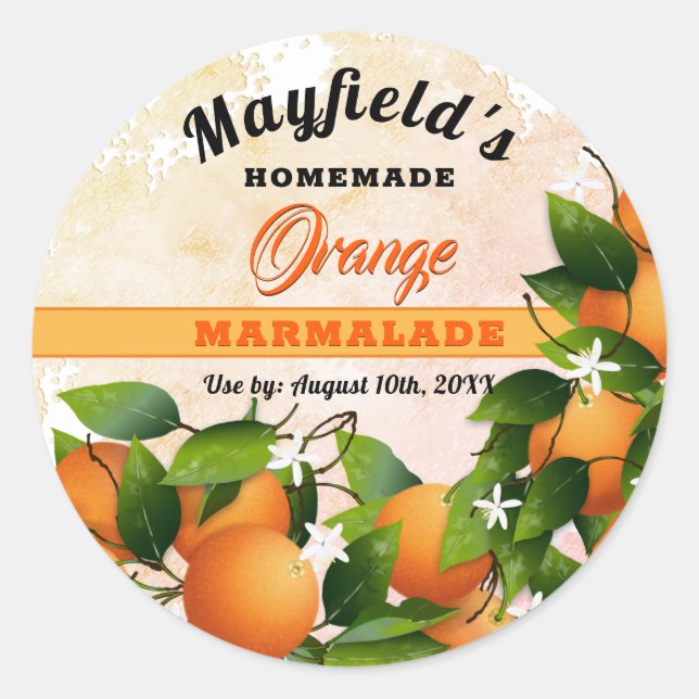Orangen Fruchtkonservierung | Jam Jar Runder Aufkleber (Vorderseite)