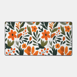 Orangen-Frühlingsblumen Botanisches Muster Floral Schreibtischunterlage