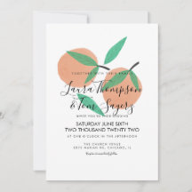 Orangen Hand gezeichnete Zitrusgrün Hochzeit