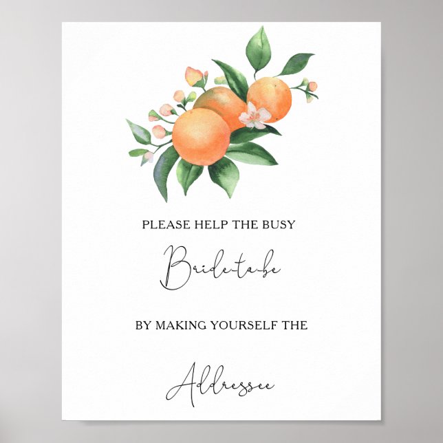 Orangen - Hilfe für die geschäftige Brautadresse Poster (Vorne)