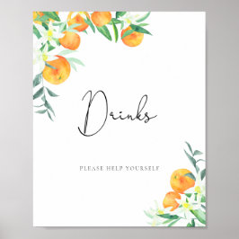 Orangen in Aquarellen Getränke helfen Ihnen Poster