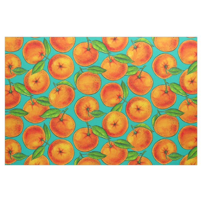 Orangen in blau stoff (Fat Quarter (45,7 x 55,9 cm))
