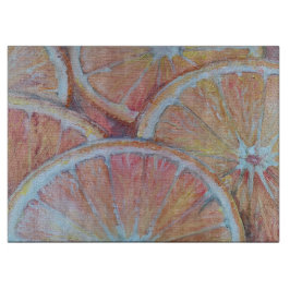 Orangen in Scheiben Schneidebrett