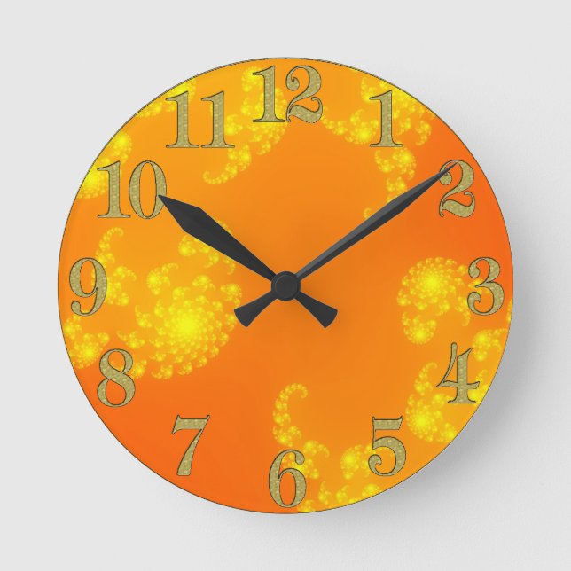 Orangen Julia Fraktal Abstrakte Kunst Uhr (Vorderseite)