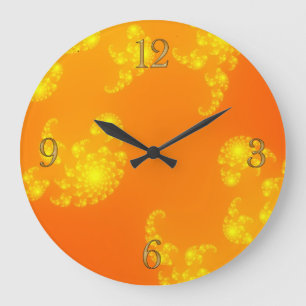 Orangen-Julia-Fraktal-abstrakte Kunst-Wand-Uhr Große Wanduhr