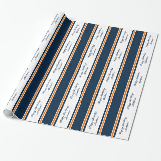 Orangen-/Marine-Streifen-personalisiertes Geschenkpapier