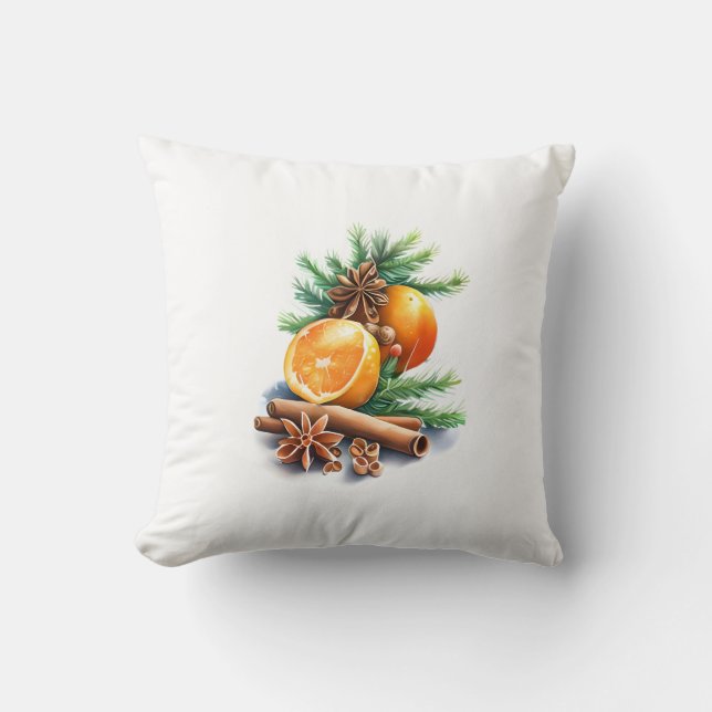 Orangen mit Cloves und Zimt neben Brünn Verlassen Kissen (Vorderseite)