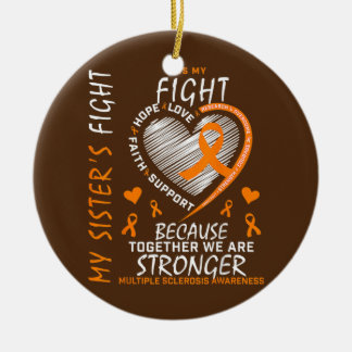 Orangen MS Ribbons Herzbeschwerden Multiple Sklero Keramik Ornament