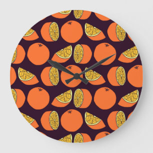 Orangen nahtlose Muster, Vintage Textur. Große Wanduhr