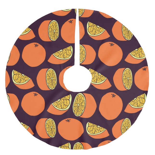 Orangen nahtlose Muster, Vintage Textur. Polyester Weihnachtsbaumdecke (Vorderseite)