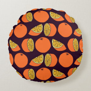 Orangen nahtlose Muster, Vintage Textur. Rundes Kissen