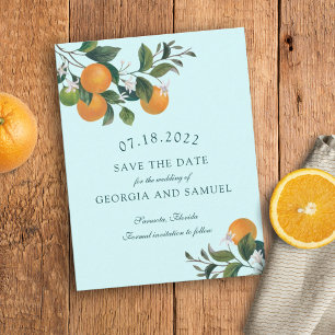 Orangen Obst- und Blütenkarte Save the Date