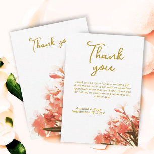 Orangen Oleander Blumen Floral Schrift Hochzeit Dankeskarte