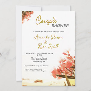 Orangen Oleander Blumen Strand Paar Dusche  Einladung