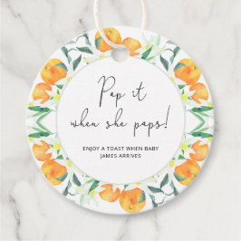 Orangen Pop es, wenn sie Pop Baby Dusche Geschenkanhänger
