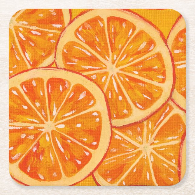 Orangen Rechteckiger Pappuntersetzer (Vorderseite)