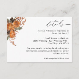 Orangen Rustikale Urlaubsdetails Begleitkarte