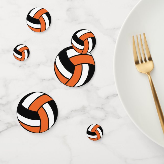 Orangen-, Schwarz- und Weiß-Volleyball Konfetti (Gruppe)