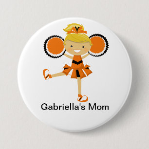 Orangen-, Schwarzer u. weißerbeifall-Mama-Knopf Button