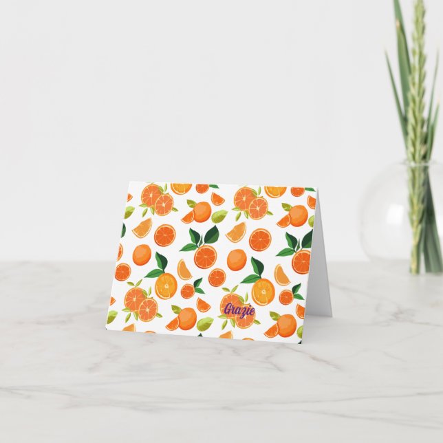 Orangen, tropische Orangen, Küste, Zitrusfrüchte Dankeskarte (Vorderseite)