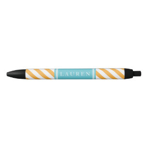 Orangen-und Aqua-Streifen-Muster Kugelschreiber