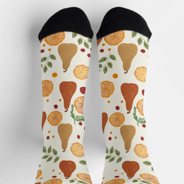 Orangen und Birnen Obst Socken (Oben)