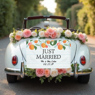Orangen und Blätter Frisch Vermählt Auto Banner