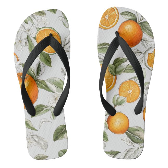 Orangen- und Blätter-Motiv Flip Flops (Fußbett)