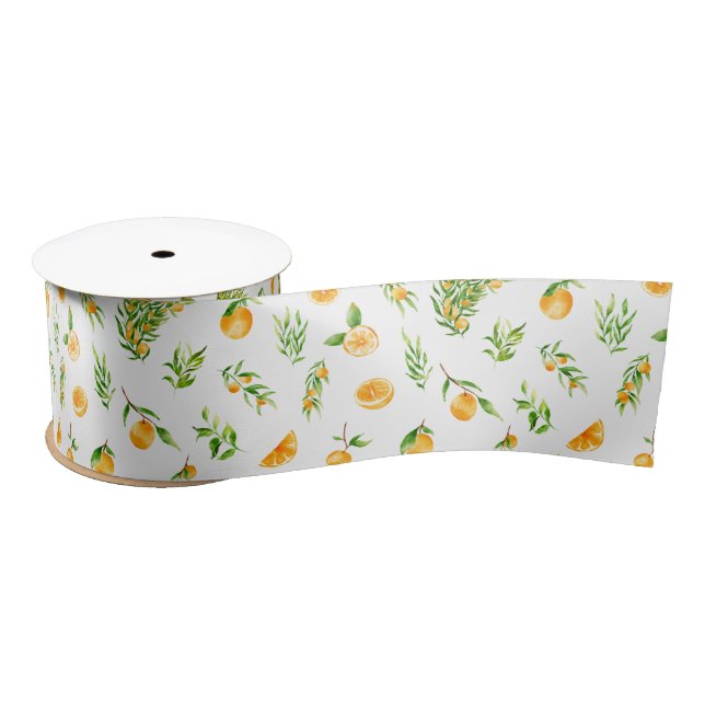 Orangen- und Blattmuster Satinband (Spule)