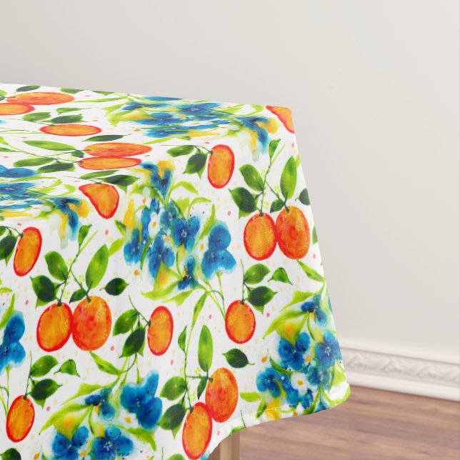 Orangen und Blauflora Tischdecke (Beispiel)
