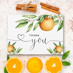 Orangen und Blumenzweig Hand Danke