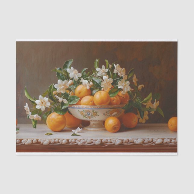 Orangen und Blüten noch lebendig Malerei Dekoupage Seidenpapier (Vorderseite)