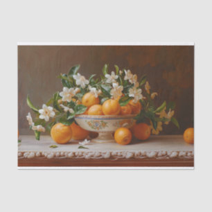 Orangen und Blüten Stilleben Malerei Dekoupage Seidenpapier