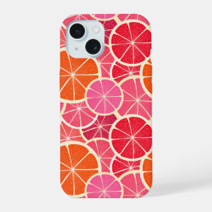 Orangen- und Grapefruit-Zitrusfruchtmuster iPhone 15 Hülle
