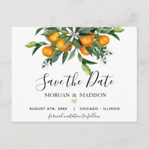 Orangen und Grünpflanzen Save the Date Postkarte