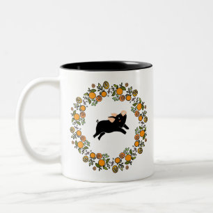 Orangen und kleine Schweine Zweifarbige Tasse
