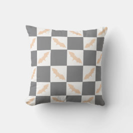 Orangen- und Kohlengast-Checkerboard Kissen