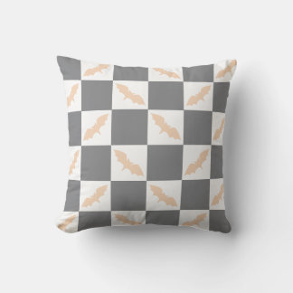 Orangen- und Kohlengast-Checkerboard Kissen