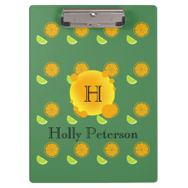 Orangen und Limonen in Hübscher Monogramm Klemmbrett