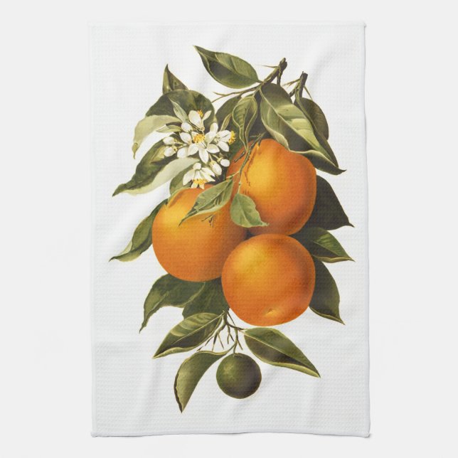 Orangen und Mohnblumen Geschirrtuch (Vertikal)