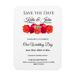 Orangen- und rosa Blüten - Save the Date Magnet