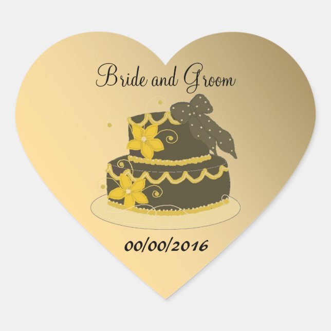 Orangen- und Schokoladenkuchen Save the Date Herz-Aufkleber (Vorderseite)