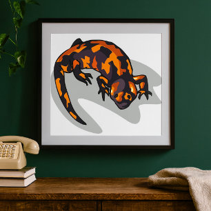 Orangen und Schwarze Lizard Poster