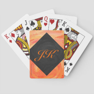 Orangen- und Schwarze Monogramm-Feuersee Spielkarten
