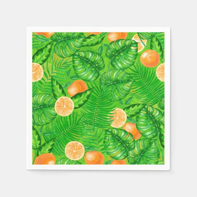Orangen und tropische Blätter Serviette (Vorderseite)