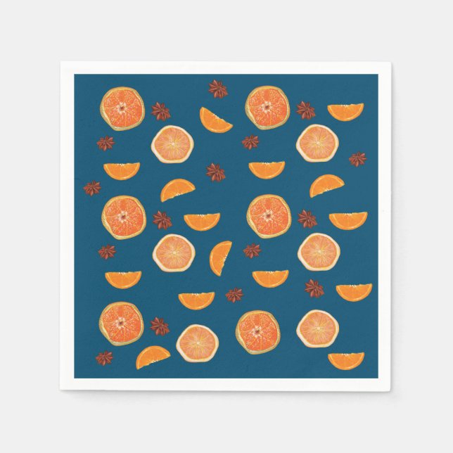 Orangen und Zimt Serviette (Vorderseite)
