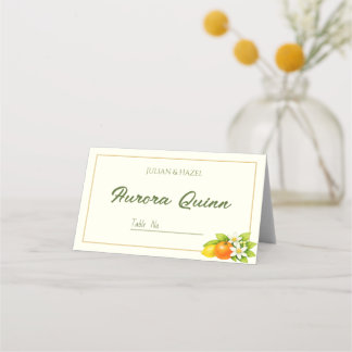 Orangen- und Zitronen-Hochzeitsplatzkarte aus dem Platzkarte