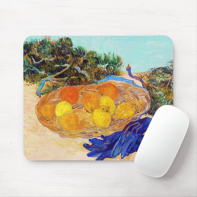 Orangen und Zitronen mit blauen Handschuhen, Van G Mousepad (Mit Mouse)