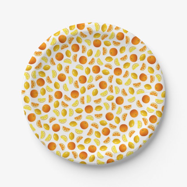 Orangen und Zitronen Pappteller (Vorderseite)